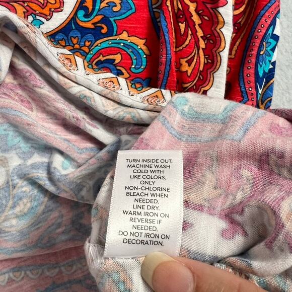 Westport Top Women 2X Red Paisley Bandana Print Pullover Sleeveless Boho Chic - Picture 6 of 7